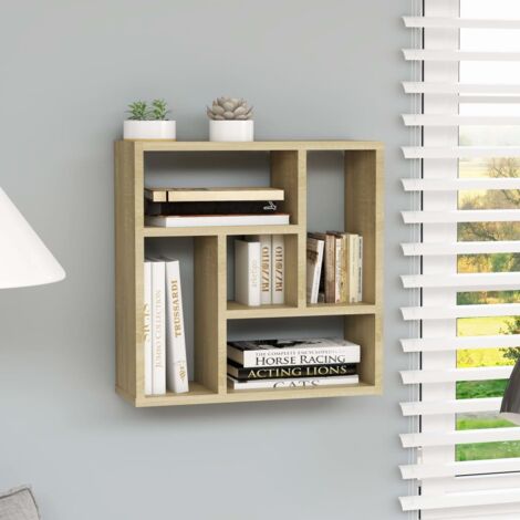 Vidaxl – Étagère murale chêne sonoma 45,1x16x45,1 cm – 5 compartiments – Capacité 40 kg – Aggloméré, facile à assembler