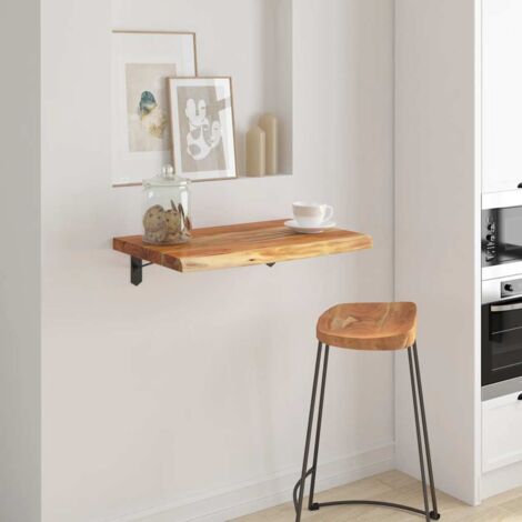 Vidaxl – Étagère murale en bois d'acacia massif 50x40x2,5 cm – Capacité 75 kg – Bord naturel unique pour décoration intérieure
