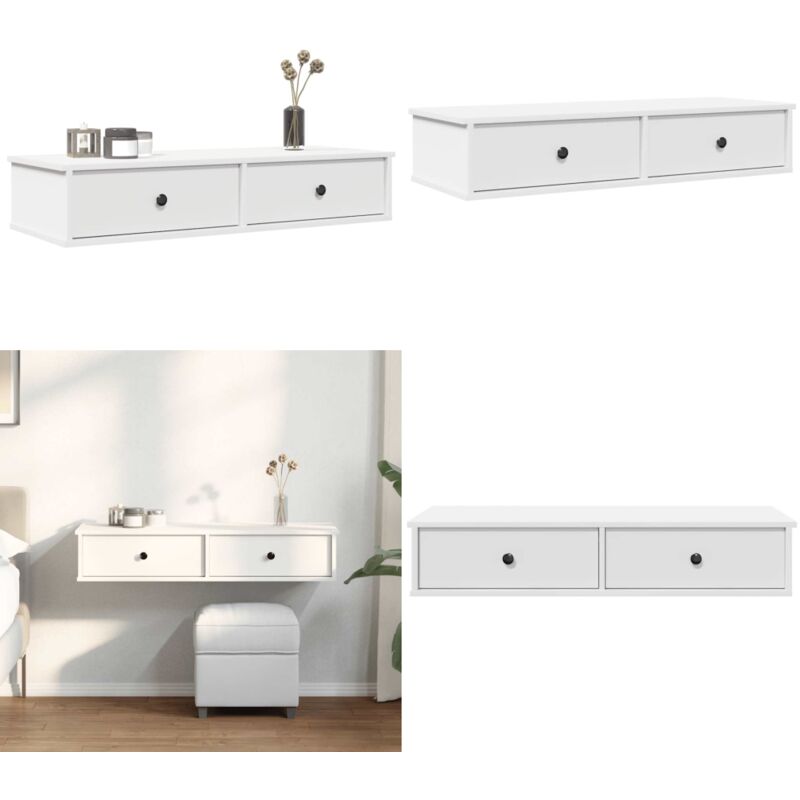 Vidaxl - tagère murale et tiroirs blanc 100x37,5x19cm bois d'ingénierie