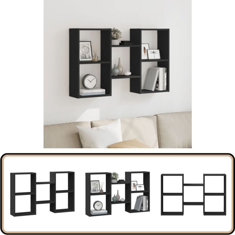 Vidaxl - tagère murale noir 96x18x60 cm bois d'ingénierie