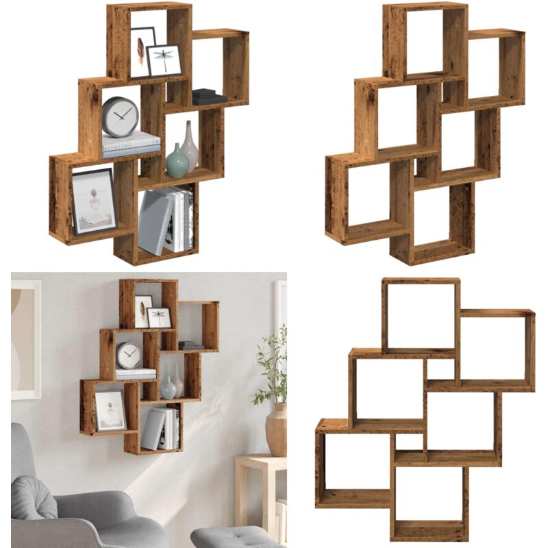 Vidaxl - tagère murale sous forme de cube vieux bois 78x15x93 cm