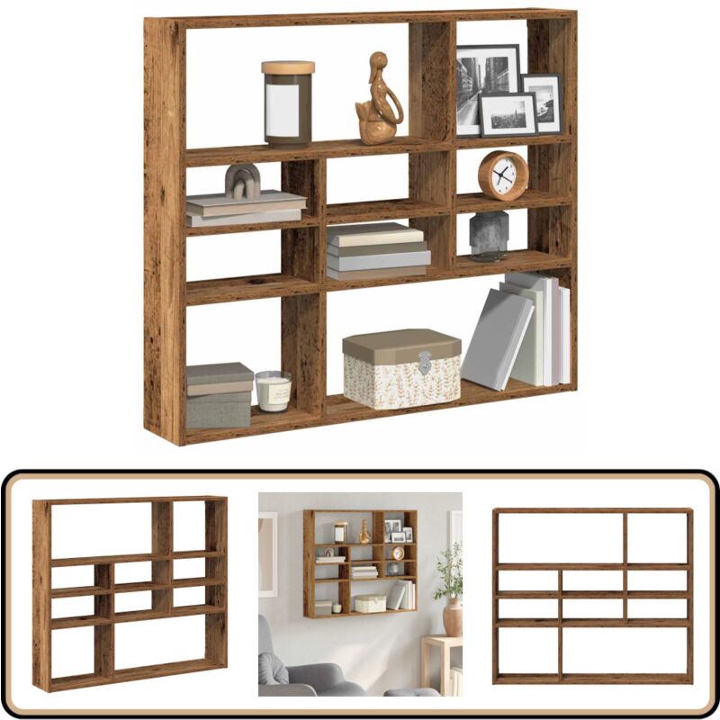 Vidaxl - tagère murale vieux bois 90x16x78 cm bois d'ingénierie