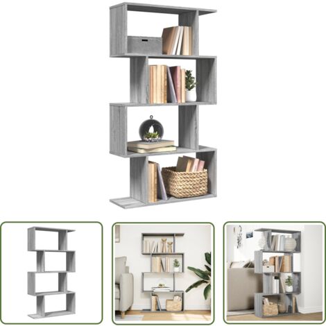 vidaXL Étagère séparatrice de pièce 4 niveaux sonoma gris 70x24x129 cm