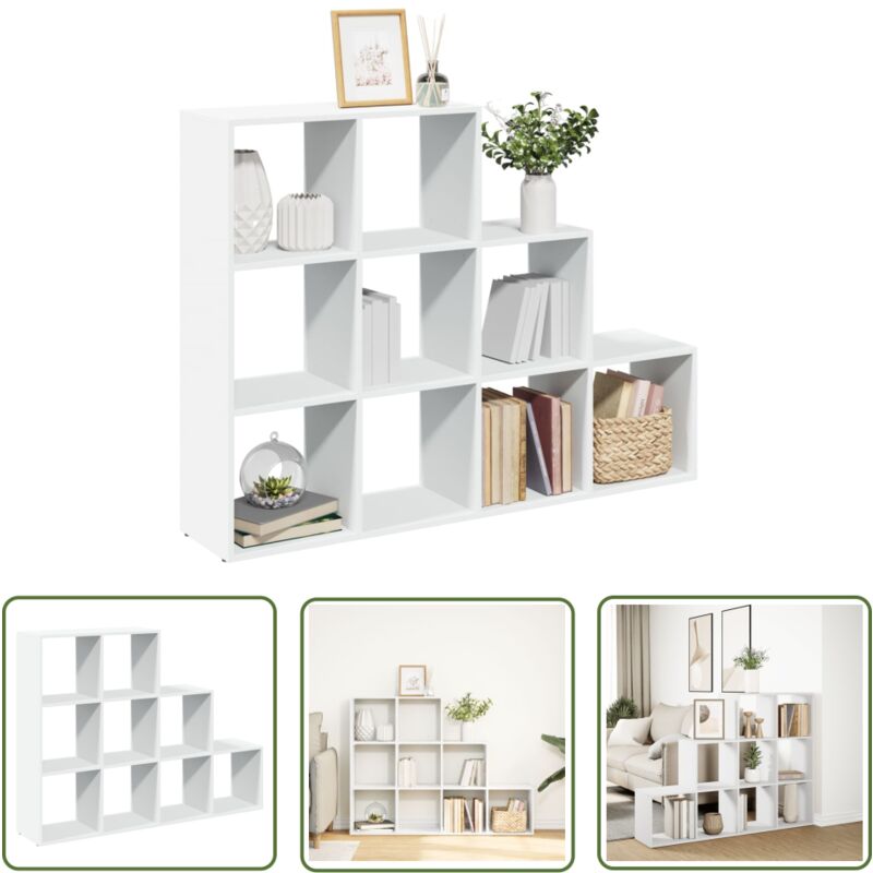 vidaXL Étagère séparatrice de pièce à 3 niveaux blanc 137,5x29x103,5cm