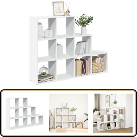 vidaXL Étagère séparatrice de pièce à 3 niveaux blanc 137,5x29x103,5cm