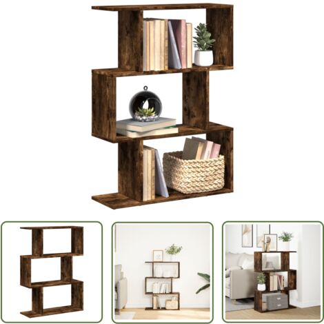 vidaXL Étagère séparatrice de pièce à 3 niveaux chêne fumé 70x24x97 cm