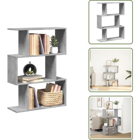 vidaXL Étagère séparatrice de pièce à 3 niveaux gris béton 70x24x97 cm