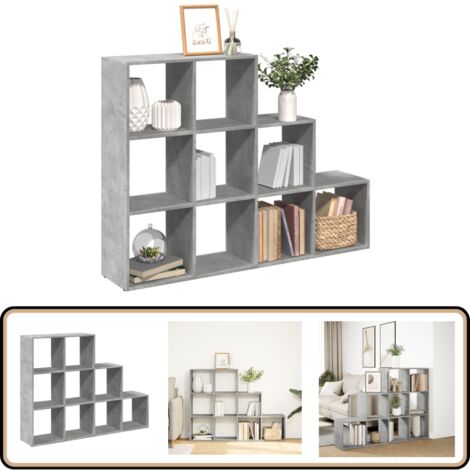 vidaXL Étagère séparatrice de pièce à 3 niveaux gris béton