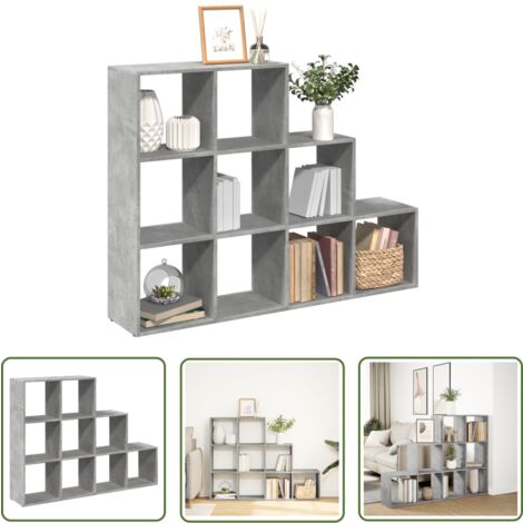 vidaXL Étagère séparatrice de pièce à 3 niveaux gris béton