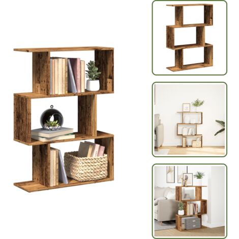 vidaXL Étagère séparatrice de pièce à 3 niveaux vieux bois 70x24x97 cm