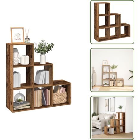 vidaXL Étagère séparatrice de pièce à 3 niveaux vieux bois 99x29x99 cm