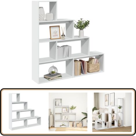 vidaXL Étagère séparatrice de pièce à 4 niveaux blanc 143,5x29x143,5cm