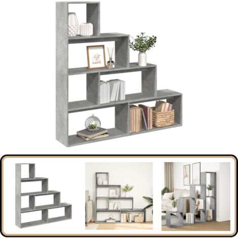 vidaXL Étagère séparatrice de pièce à 4 niveaux gris béton