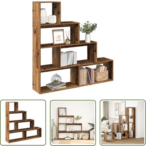 vidaXL Étagère séparatrice de pièce à 4 niveaux vieux bois
