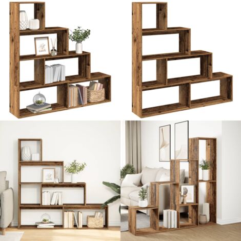 vidaXL Étagère séparatrice de pièce à 4 niveaux vieux bois
