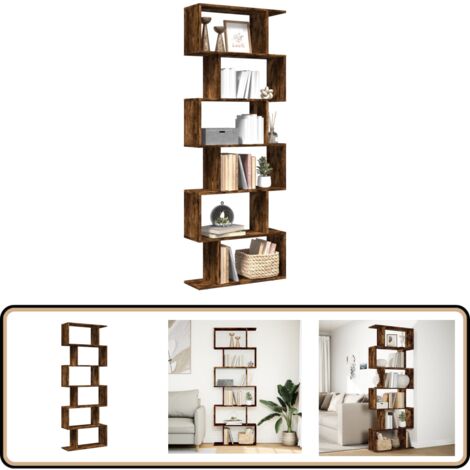 vidaXL Étagère séparatrice de pièce à 6 niveaux chêne fumé 70x24x193cm