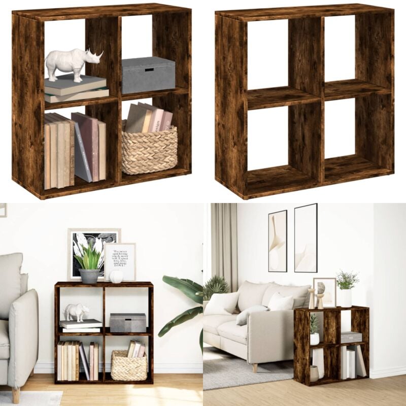 Tagère séparatrice de pièce chêne fumé 69,5x29x69,5 cm - Vidaxl