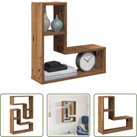 vidaXL Étagères bois -  Étagères cube murales 2 pcs vieux bois 50x15x50 cm