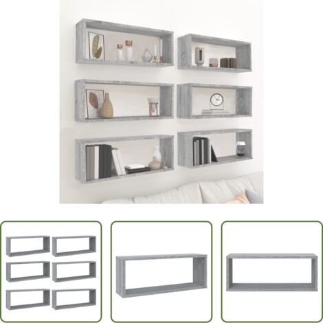 vidaXL Étagères cube -  Étagères murales cube 6 pcs Sonoma gris 60x15x23 cm Bois