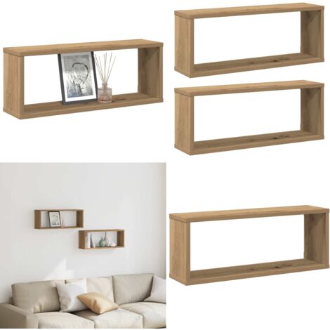 vidaXL Étagères cube murales 2 pcs chêne artisanal 60x15x23 cm