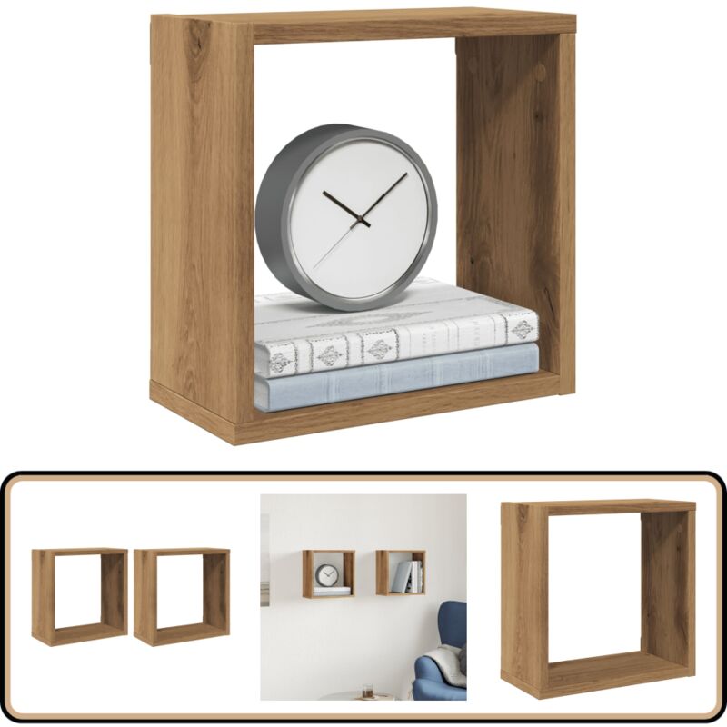 Vidaxl - tagères cube murales 2 pcs chêne artisanal bois ingénierie