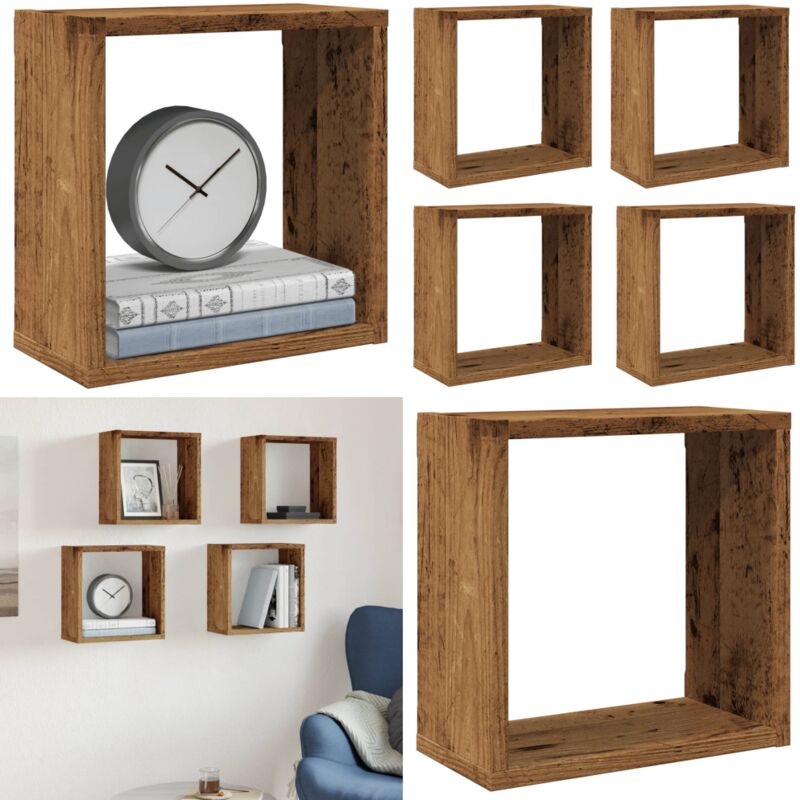 Vidaxl - tagères cube murales 4 pcs vieux bois 30x15x30 cm