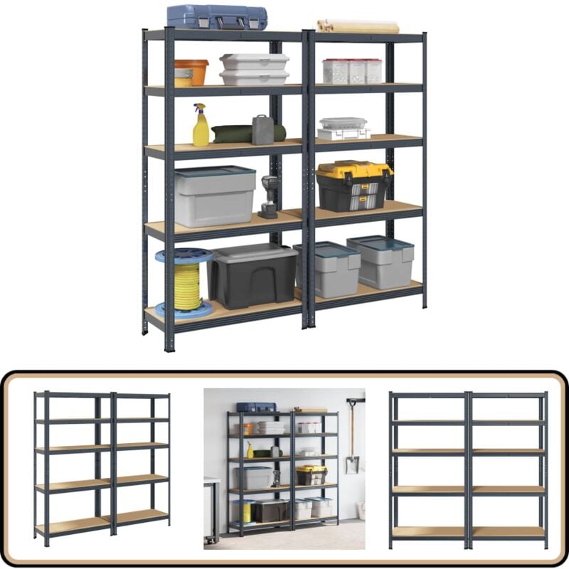 Vidaxl - tagères de rangement 5 niveaux 2 pcs Anthracite Acier et bois