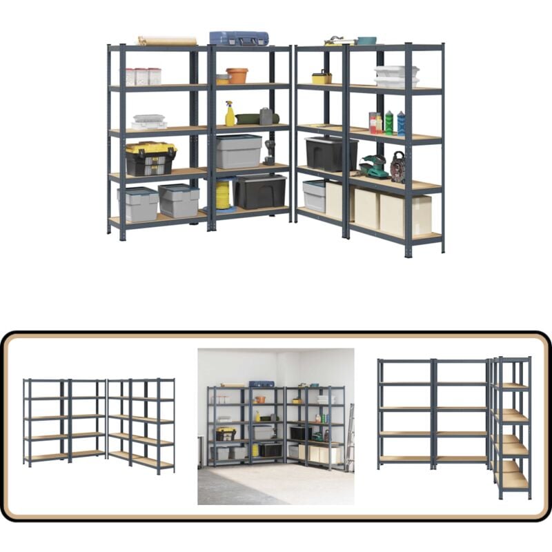 Vidaxl - tagères de rangement 5 niveaux 4 pcs anthracite acier et bois