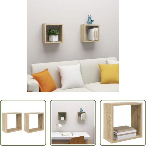 vidaXL Étagères flottantes -  Étagères cube murales 2 pcs chêne sonoma 30x15x30 cm