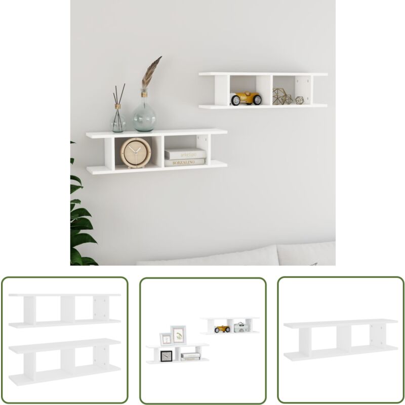 The Living Store - vidaXL Étagères murales 2 pcs Blanc 75x18x20 cm bois d'ingénierie