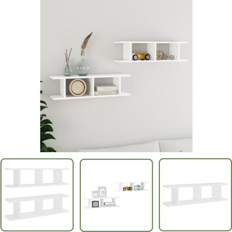 vidaXL Étagères murales 2 pcs Blanc 75x18x20 cm bois d'ingénierie