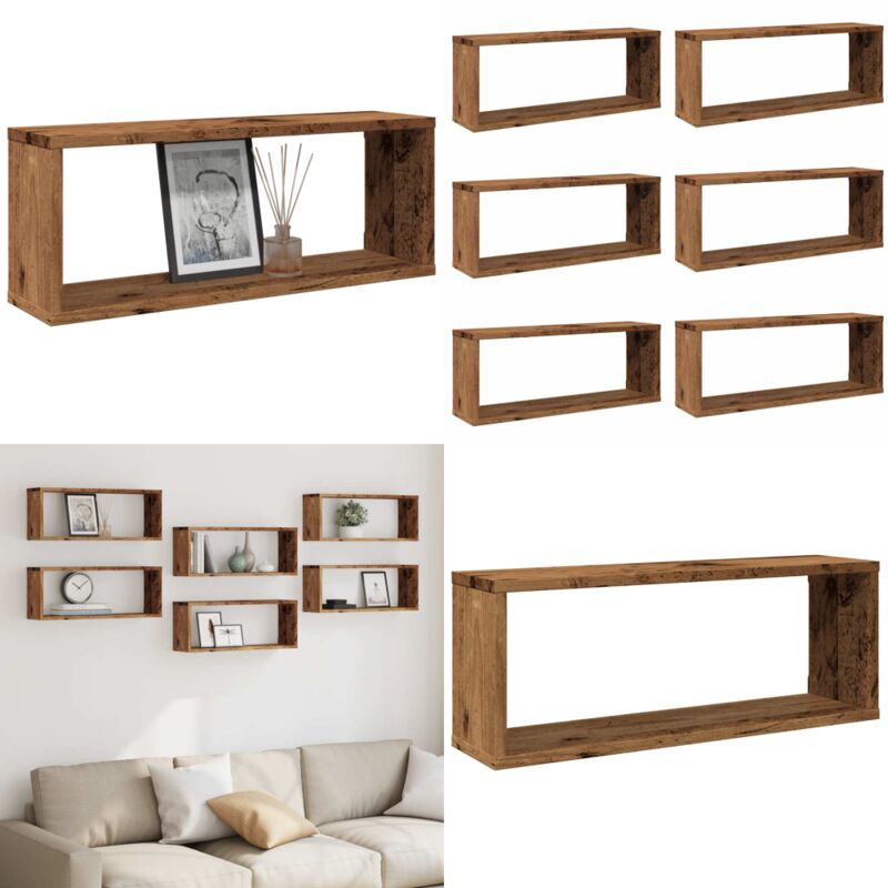 Vidaxl - tagères murales cube 6 pcs vieux bois 60x15x23 cm