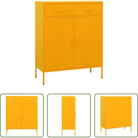 vidaXL Étagères réglables -  Armoire de rangement Jaune moutarde 80x35x101,5 cm Acier