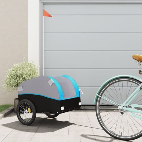 vidaXL Fahrradanhänger schwarz und blau 30 kg Metall