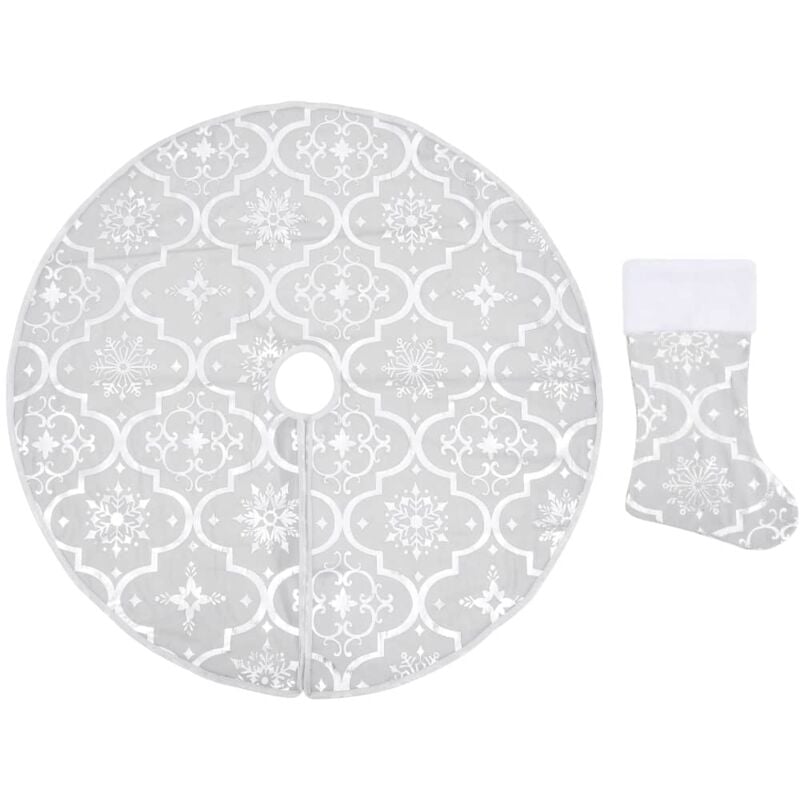 

vidaXL Falda del árbol de Navidad de lujo y calcetín tela blanco 90 cm - Blanco