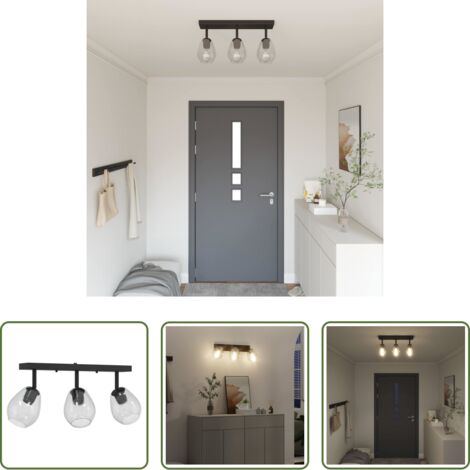 vidaXL Faretto da soffitto regolabile -  Faretto da soffitto Nero 54 x 13 x 26 cm Vetro e Metallo