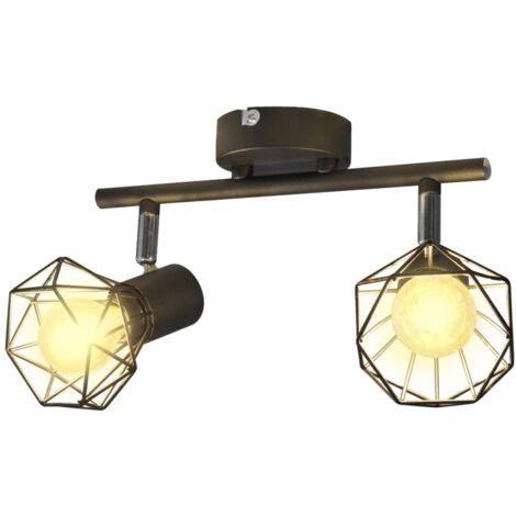 vidaXL Faretto Industriale Nero con 2 Lampadine a Incandescenza a LED