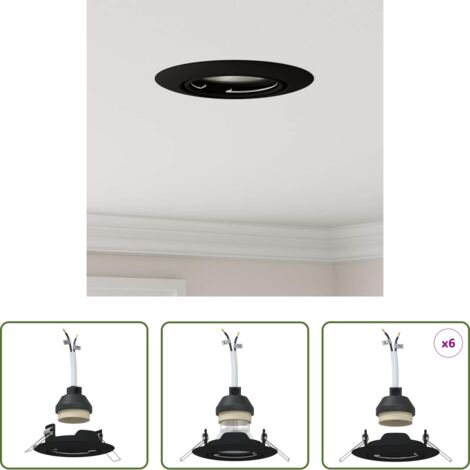 vidaXL Fari -  Spotlight 6 pcs Nero 9 x 9 x 2.5 cm Metallo