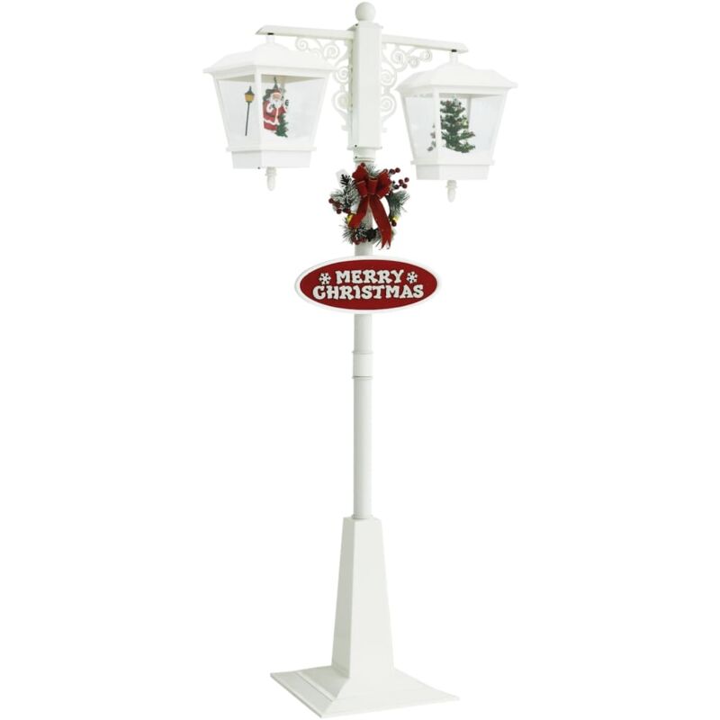 

vidaXL Farola de Navidad con Papá Noel PVC blanco y rojo 81x40x188 cm - Blanco