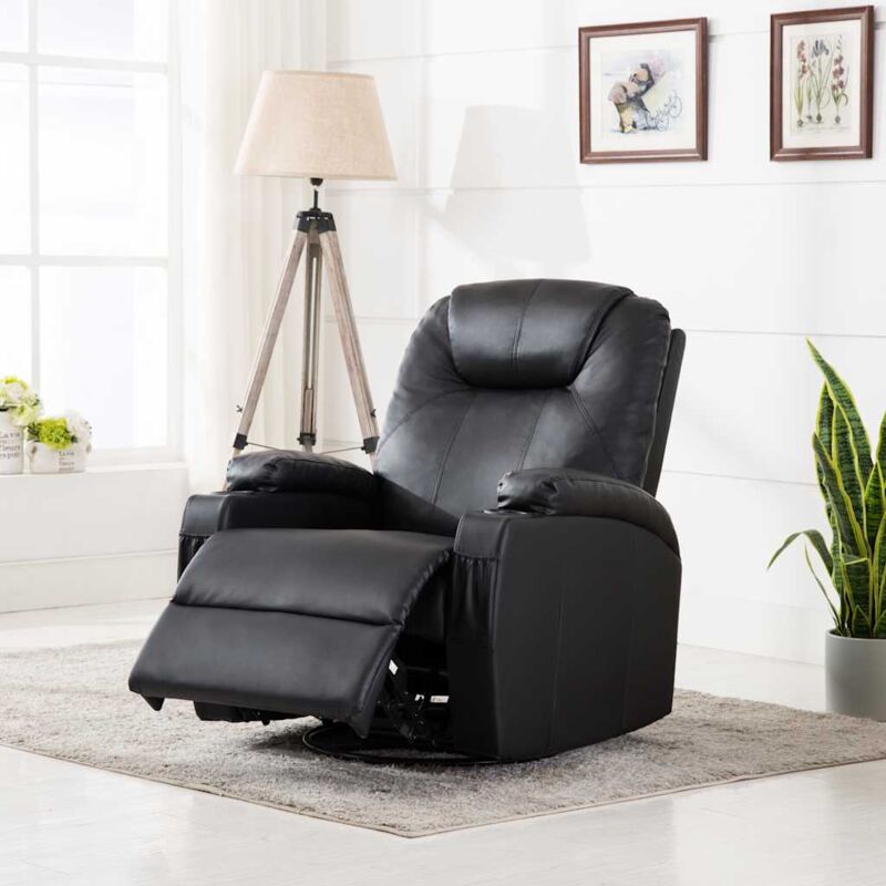 Fauteuil à bascule de massage Noir Similicuir Vidaxl