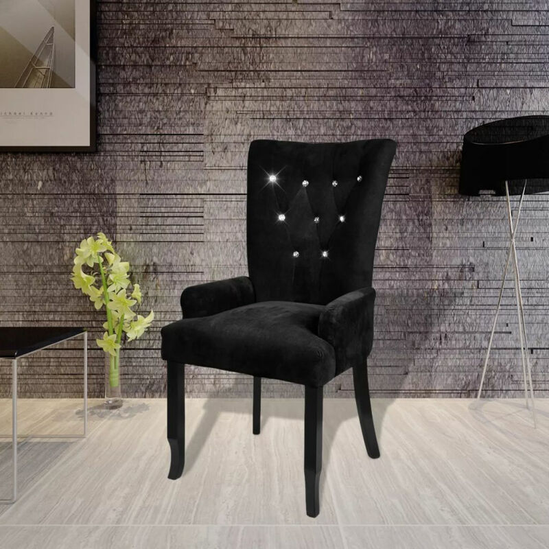 Fauteuil avec cadre en bois Velours Noir - Vidaxl
