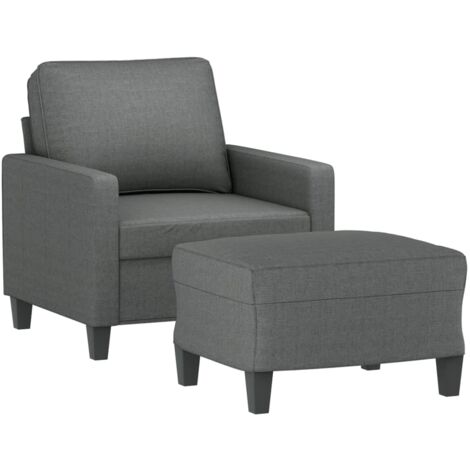 vidaXL Fauteuil avec repose-pied Gris foncé 60 cm Tissu