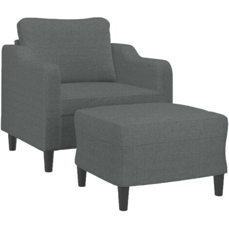 vidaXL Fauteuil avec repose-pied Gris foncé 60 cm Tissu