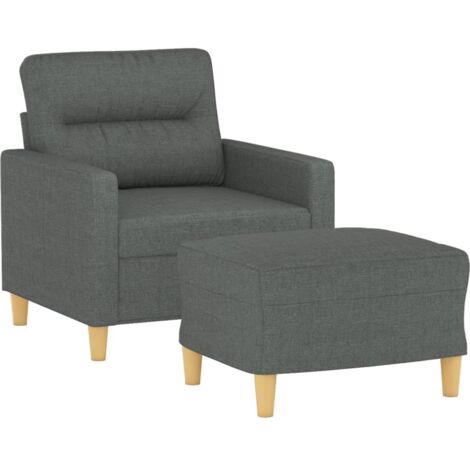 vidaXL Fauteuil avec repose-pied Gris foncé 60 cm Tissu