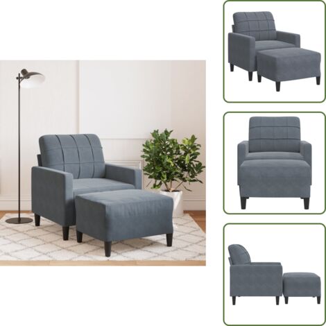vidaXL Fauteuil avec repose-pied Gris foncé 60 cm Velours
