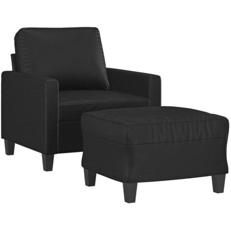 vidaXL Fauteuil avec repose-pied Noir 60 cm Similicuir