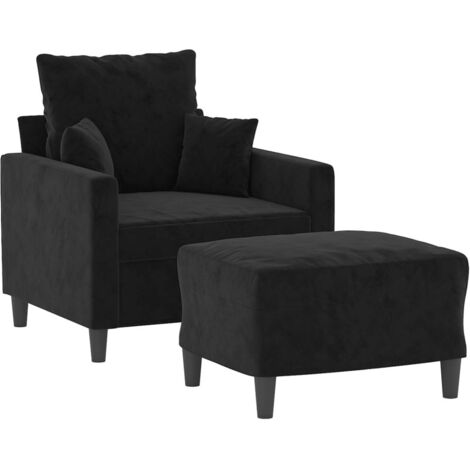 vidaXL Fauteuil avec repose-pied Noir 60 cm Velours