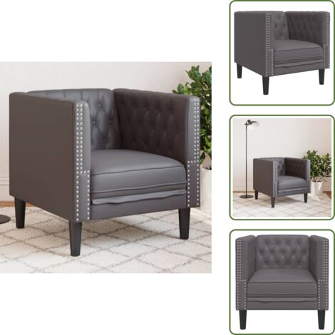 Fauteuil Chesterfield Simili Cuir Lot De 1 Ou 2 - 58 X 71 X 70 Cm - Pieds Cuivre