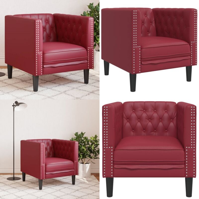Vidaxl - Fauteuil Chesterfield rouge bordeaux similicuir