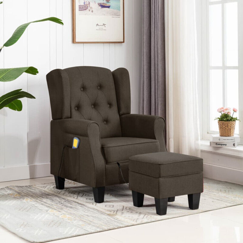 Vidaxl - Fauteuil de massage avec repose-pied Marron Tissu